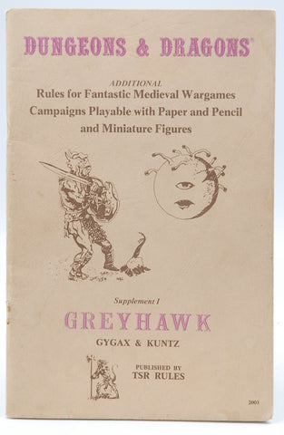 Dungeons & Dragons Supplement I: Greyhawk, by Rob Kuntz,Gary Gygax