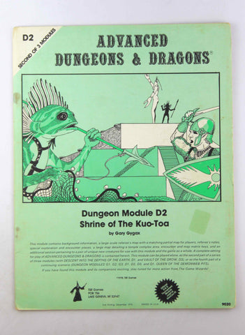 AD&D D2 Shrine of the Kuo-Toa Monochrome 2nd Print, by Gary Gygax  