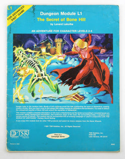 AD&D L1 The Secret of Bone Hill Mild Stains, by Lenard Lakofka  