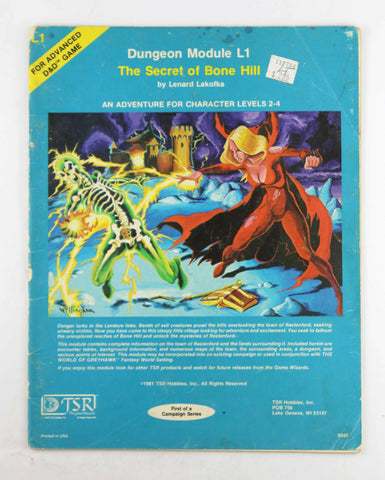 AD&D L1 The Secret of Bone Hill Shrinkwrap Fair-Poor, by Lenard Lakofka  