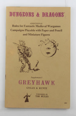 Dungeons & Dragons Supplement I Greyhawk, by Gygax, Kuntz  