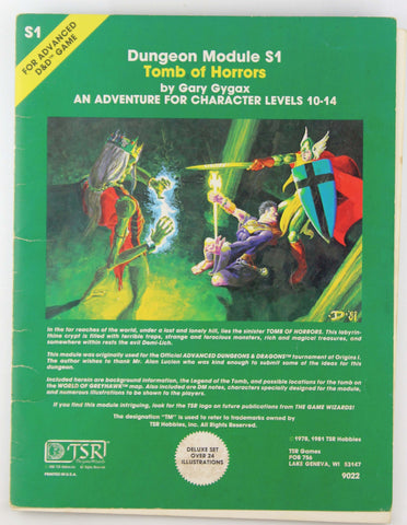 AD&D S1 Tomb of Horrors G+, by Gary Gygax  