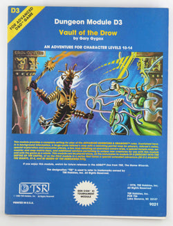 AD&D D3 Vault of the Drow VG+, by Gary Gygax  