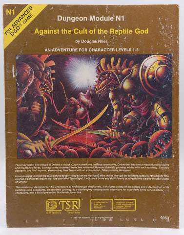 Against the Cult of the Reptile God: An Adventure for Character, Levels 1-3 (Advanced Dungeons & Dragons Module, No. N1), by Niles, Douglas  